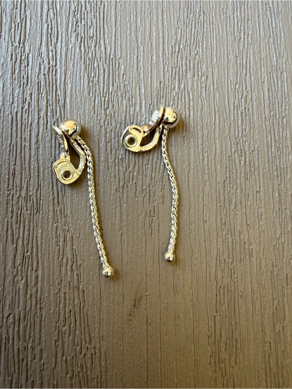 Vintage Monet Silver Tone Clip On Dangle Earrings Signed Long Drop